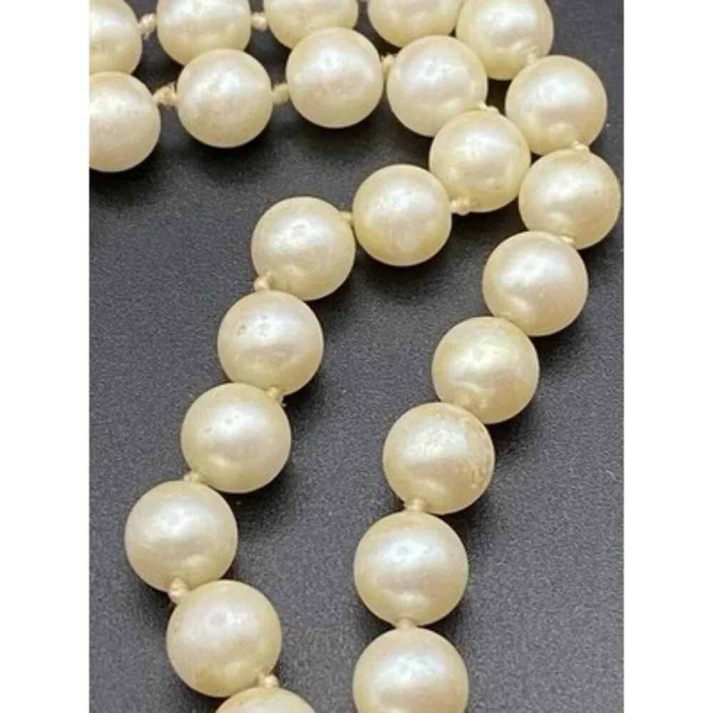 VTG Carolee Double Strand Faux Pearl Necklace 16" Knotted Glass 8mm Beads LOOK - Picture 14 of 16